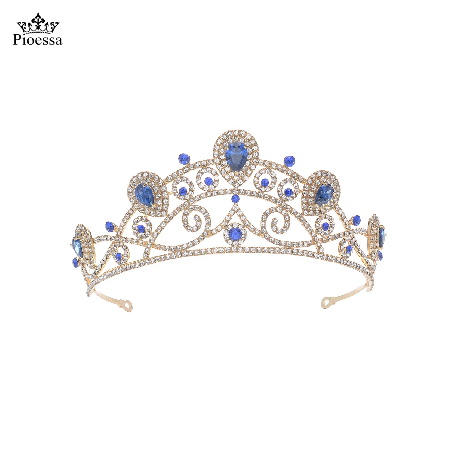 

Luxury Rhinestone Heart Bridal Tiara Crown green Blue Red Orange Crystal Diadem Veil Tiaras Wedding Hair Accessories Headpieces
