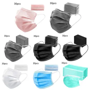 

30Pcs Disposable Mouth Mask Activated Carbon Non-Woven Earloop PM2.5 Respirator