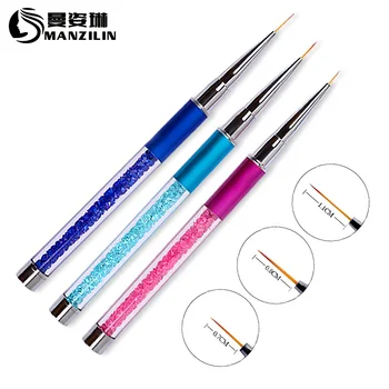 

Factory Direct Manicure Implement Three-Color Metal Rod Nail Art Line Drawing Pen Rhinestone Nail Art Varved Painted Brush