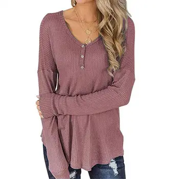 

2020 Spring V Neck Sweater Women Loose Knitted Sweater Women Sweater Pullover Ladies Button Long Sleeve Sweaters Female