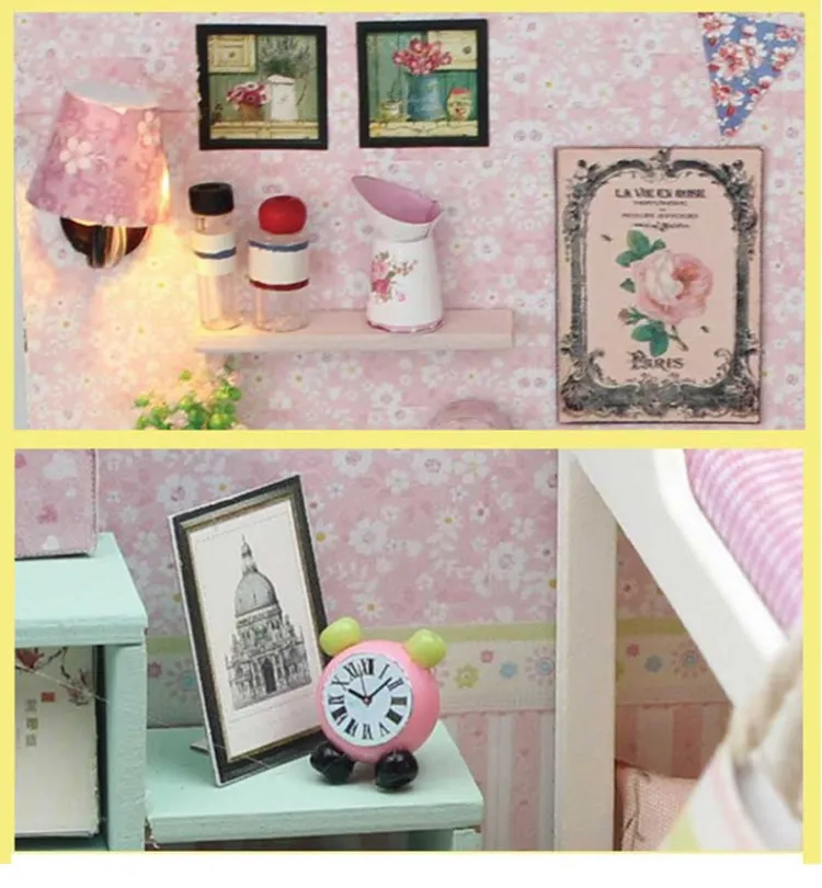 Маленький дом, лампа для девочек, игрушка, принцесса, комната, фантазия, вилла, комната, дом, розовый дом, набор, детская мебель, для малышей