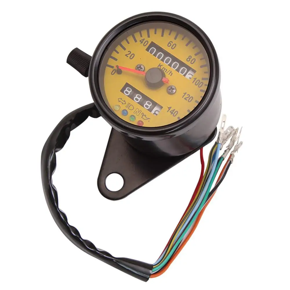 A 3 styles Universal LED Backlight Motorcycle Dual Odometer KM/H Speedometer Gauge Mini Retro Tachometer - Цвет: A
