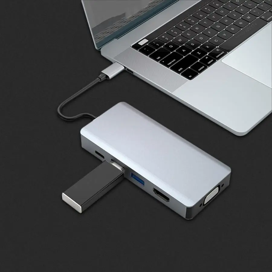 Алюминий Тип-C 5-в-1 док-станция с HDMI, два ядра, Дисплей для iphone книга/huawei Коврики книга Тип тип-c док-станция