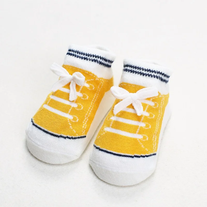 

2 Pairs Of Kids Baby Socks Infant Standing Sock Shoes Canvas Shoes Cotton Floor Slipper With Silicone Anti-slip Sole