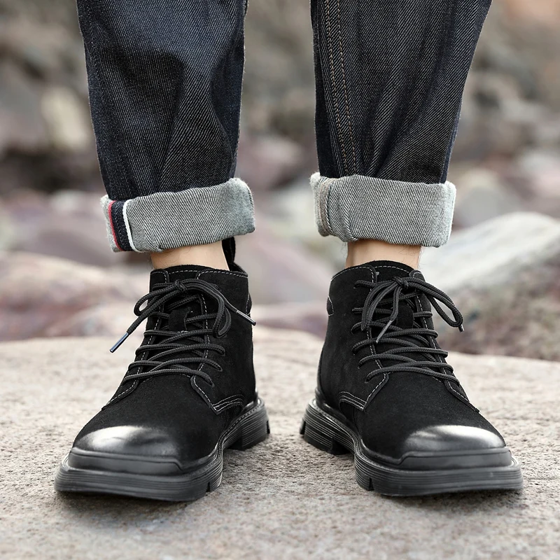 Botas negras de vestir hombre, botas de vaquero para hombre, de invierno impermeables de algodón, botas al tobillo de trabajo, botas de montar, botas de cuero de verano - AliExpress