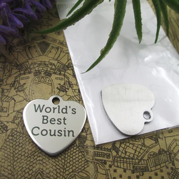 

20pcs--"World's best Cousin"stainless steel charms 5 styles for choosing DIY Charms for necklace bracelets