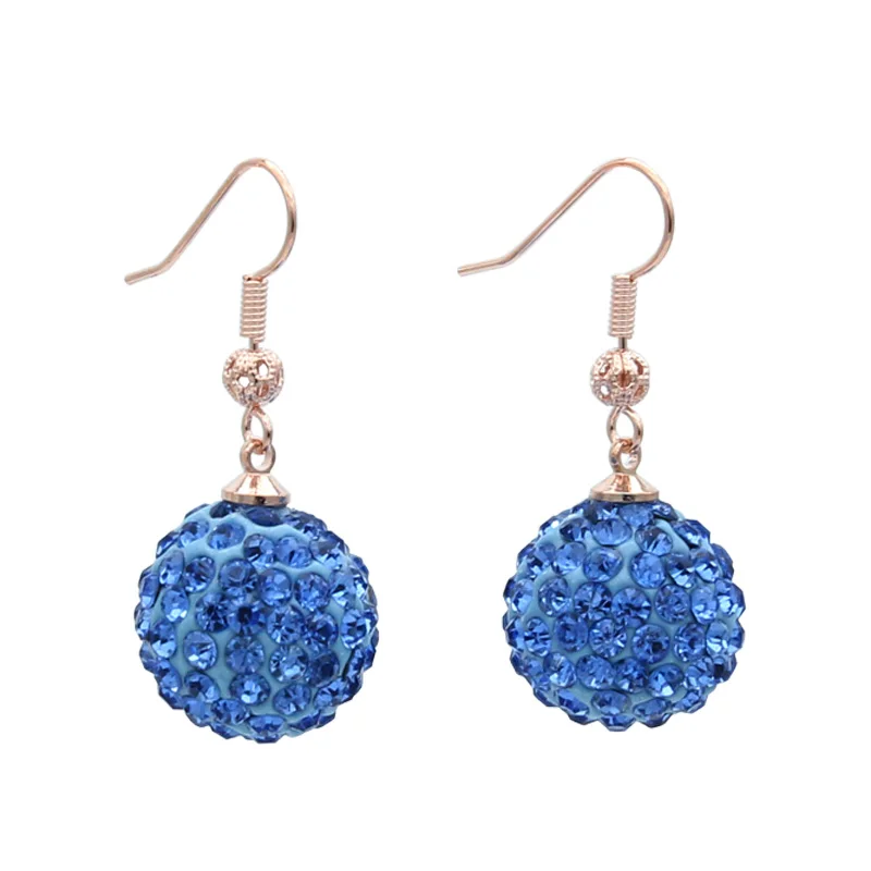 S&Z DESIGN New Fashion Cute Round Crystal Ball 585 Rose Gold Color Dangle Earrings For Women Girl Party Jewelry Gift