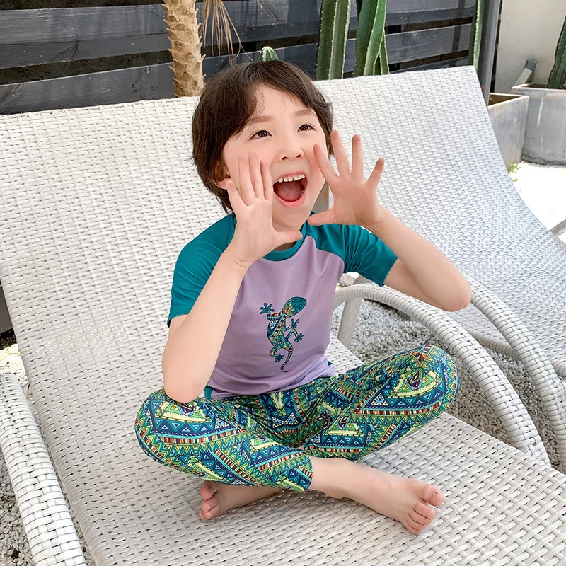 Детский купальный костюм для маленьких мальчиков; бикини; одежда для детей; Новинка года; детский купальный костюм с короткими рукавами для дайвинга