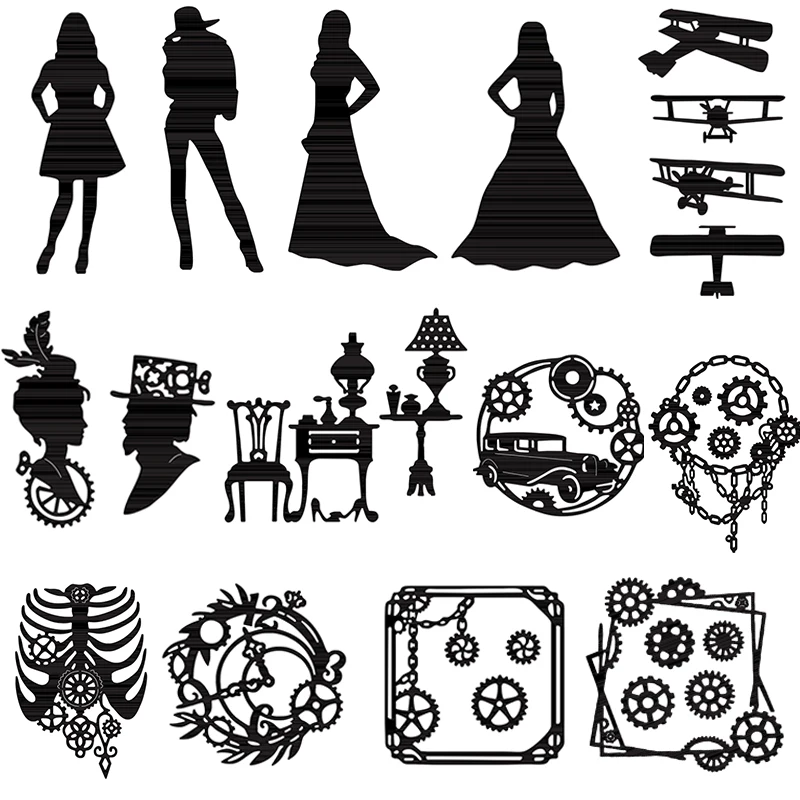 

Cool Girl Brides Dressing Table Gearwheel Frames Glider Silhouettes Cutting Dies For DIY Scrarpbooking Paper Card Craft 2022 New