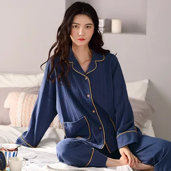

2020 New Pajamas Women's Autumn Winter Cotton Sleepwear Home Clothing Long-sleeved Lounge Wear Plus Size Cardigan Bedroom Set
