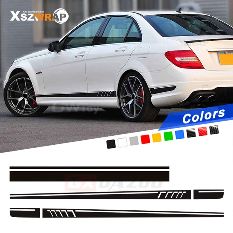 507 Side Stripes Decals C63 Amg Edition Fur Mercedes Benz W204 C Klasse Stickers 3d Carbon Fibre Schweller Aufkleber Car Styling Aliexpress
