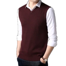 FAVOCENT, осень, повседневный мужской свитер с v-образным вырезом, приталенная трикотажная одежда, мужские свитера, мужская одежда без рукавов, M-3XL