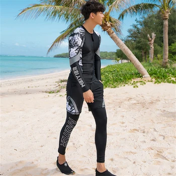

Brand MEIYIER surf clothing rash guard men long sleeve swimsuit 2020 swim dive shirt+shorts+leggings snorkeling rashguard set