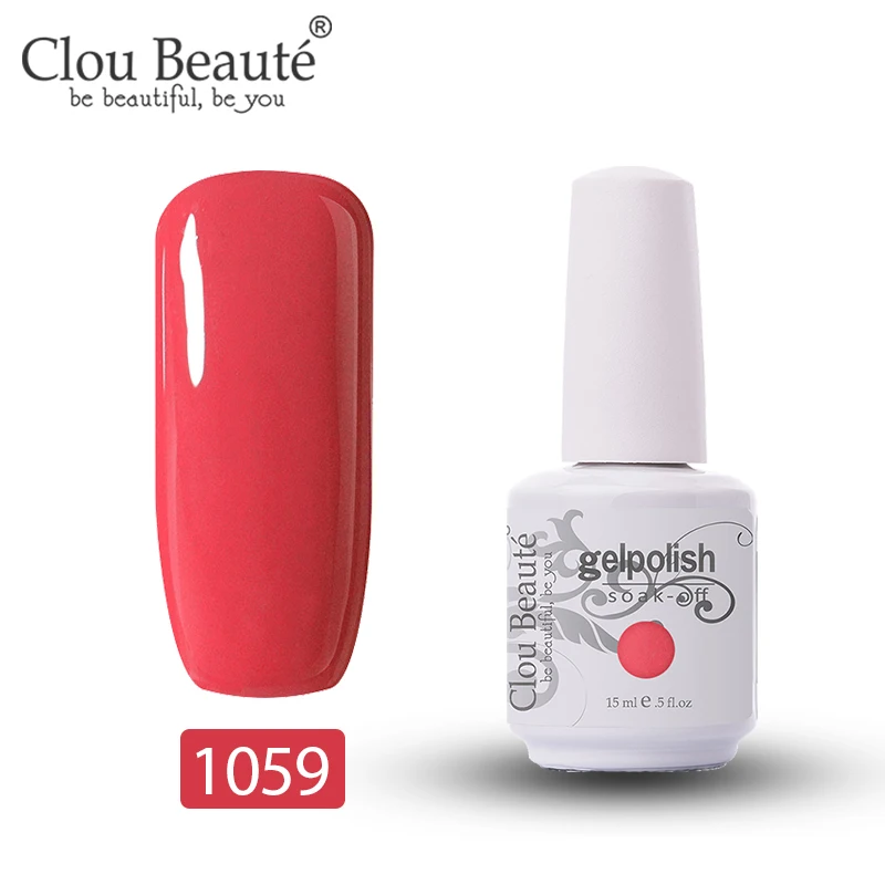 Clou Beaute 15 мл Гель-лак для ногтей УФ 179 цветов Varnich чистый цвет ногтей Блеск Топ УФ светодиодный гель Дизайн ногтей маникюрный лак гибридный - Цвет: 1059