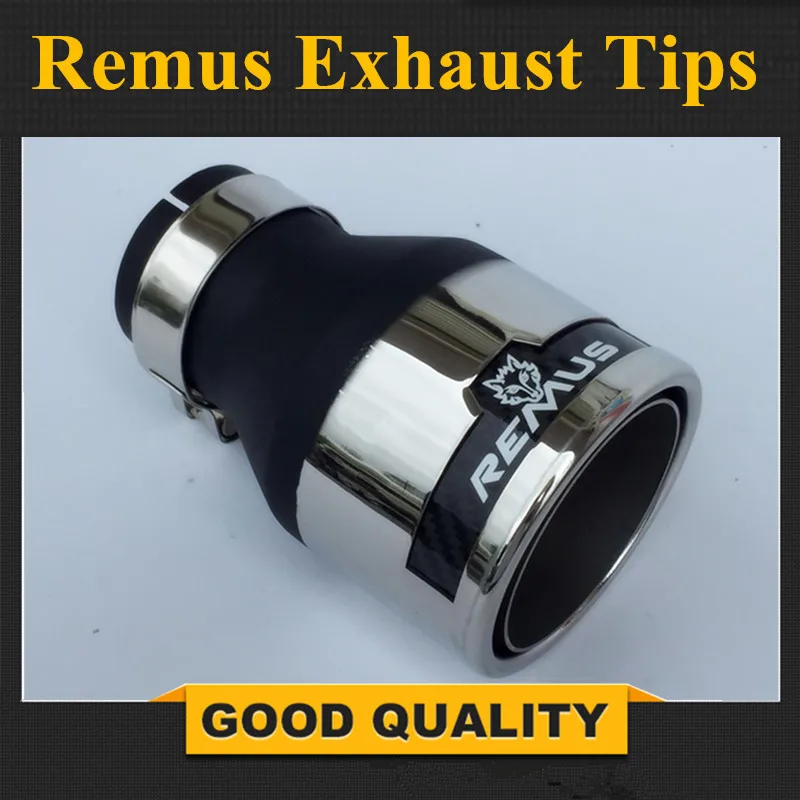 Marmitta Di Scarico Universale Remus Tubo Car Styling Inlet54Mm Outlet76Mm Remus 1 Pz Acciaio Inossidabile Con Fibra Di Carbonio