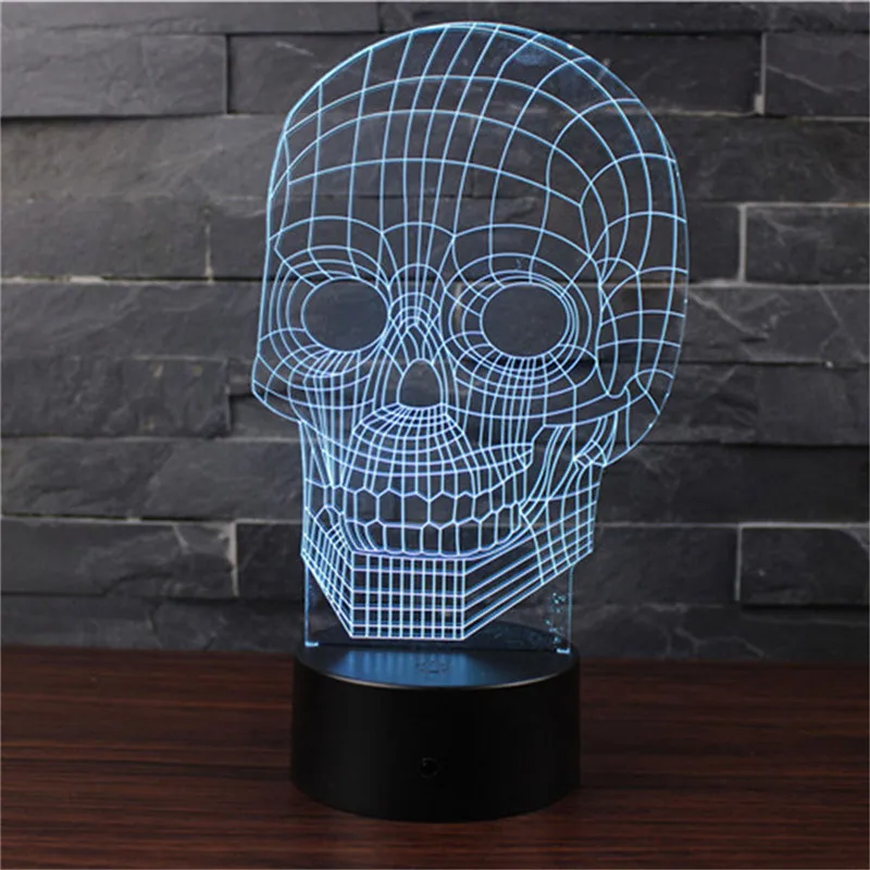 

Novelty led night light 3D Skull night lamp with AA USB two model power night lamp table lamp kids