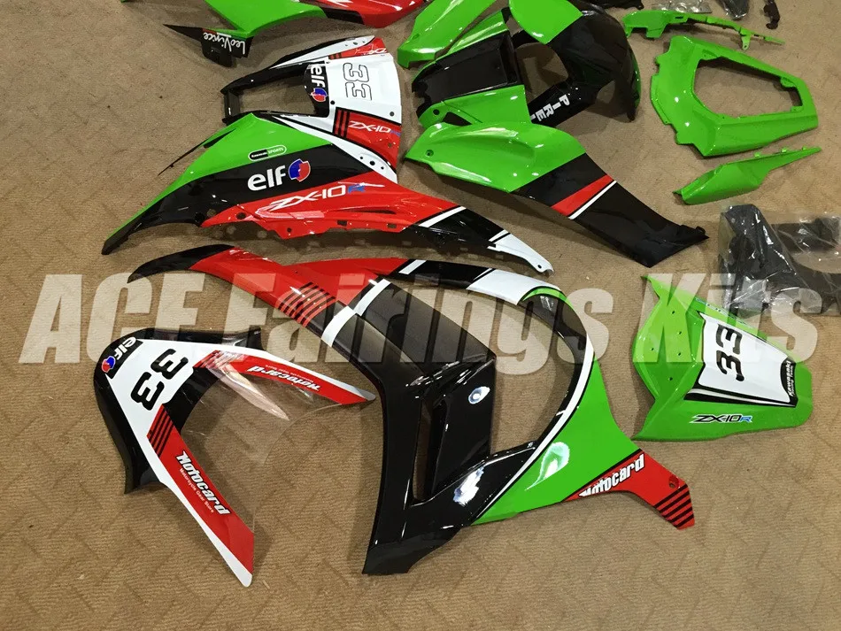 ABS полный обтекатель комплект подходит для kawasaki Ninja ZX10R 2011 2012 2013 полный комплект 11-15 10R ZX-10R Лидер продаж красный зеленый