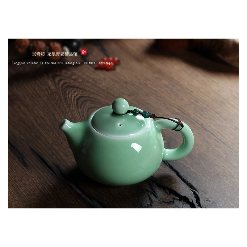GUIBOBO чайник керамический ручной работы с железными шинами 140 мл Longquan Celadon маленький чайник ледяная трещина стиль кунг-фу посуда для напитков NO0191121523