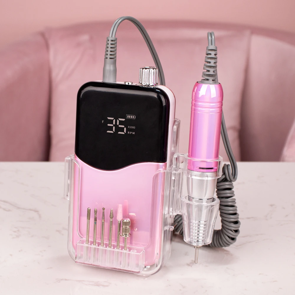 35000RPM Nail Drill Machine For Manicure Nail File With Heart Screen Acrylic Electric Nail Drill Milling Cutter Nail Art Tools 5