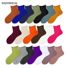 3 пара/лот = 6 штук, свободные однотонные гольфы, модные женские весенне-осенние повседневные длинные женские хлопковые носки