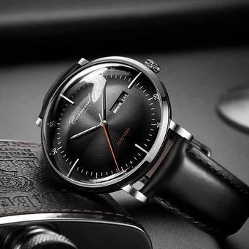 

latest men's mechanical watch Karneval männer Mechanische Wasserdicht Kalender Woche Uhren Lederband Importierte MIYOTAHerren