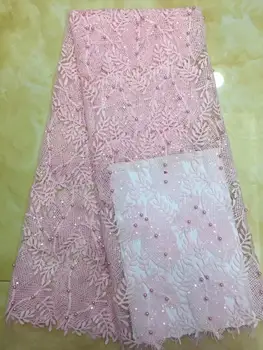 

Best Selling Latest pink beads 3D Embroidery French Lace fabric For Evening Dress FFD-1012
