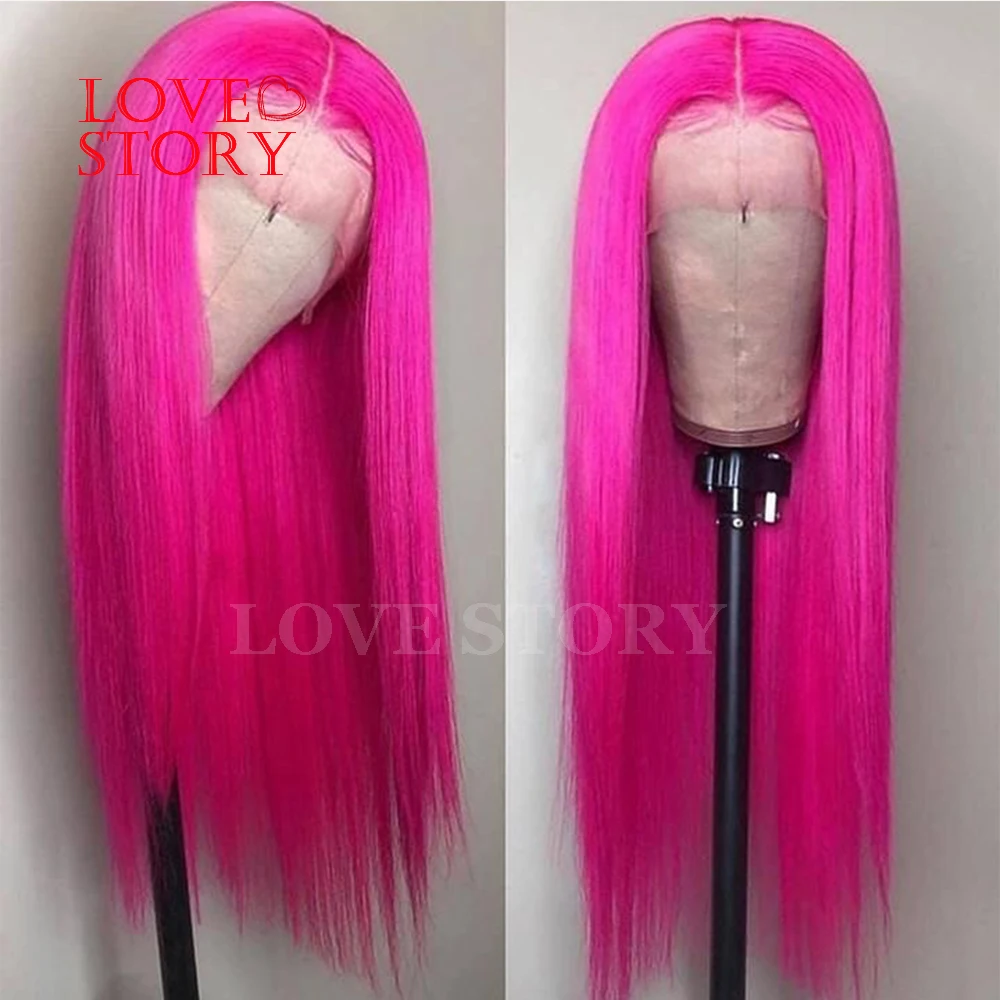 

Lovestory 13*6 Silky Straight Synthetic Lace Front Wigs Middle Part Heat Resistant Fiber Synthetic Replacement Wig 24inch