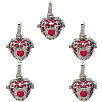 

5Pcs Openable Pearl Cage Small Phase Box With Buckle Heart-Shaped Copper Pendant Aromatherapy Essential Oil Diffuser K37