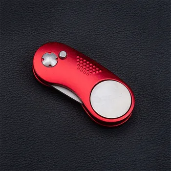 

Metal Foldable Golf Divot Fork Tool with Button Magnetic Ball Marker Portable for Golf Club FOU99
