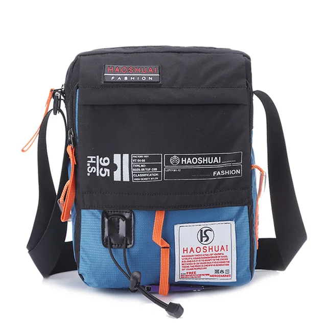 Men Nylon Messenger Bag Shoulder Crossbody Bags Multifunction Fashion Casual Hiking Bicycle Travel Satchel School Handbag XA80ZC blue