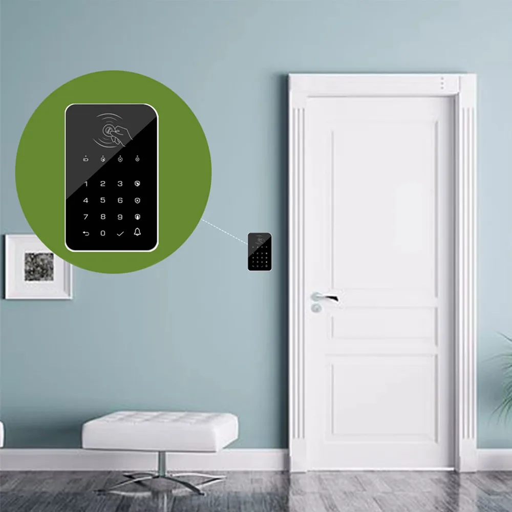 Wireless RFID Card 433MHz Wireless Touch Keyboard 2PCS RFID Card Arm Or Disarm Password Keypad For Home Security Alarm System Tuya Smart System