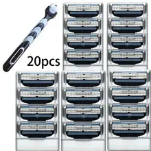 6 kat Razor 1 jilet tutucu + 20 bıçakları yedek tıraş makinesi kafa kaset tıraş bıçağı manuel tıraş bıçağı tıraş makinesi Mach 3
