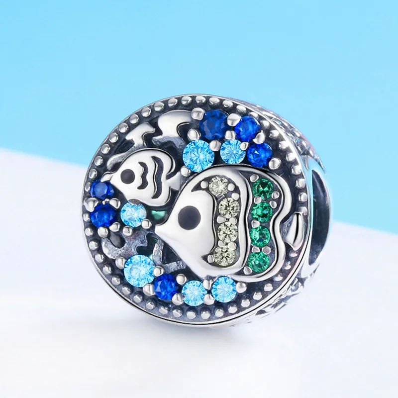 

CodeMonkey 100% 925 Sterling Silver Crystal Fish Charm Beads Fit Original Pandora Bracelets Necklaces Jewelry Making C764