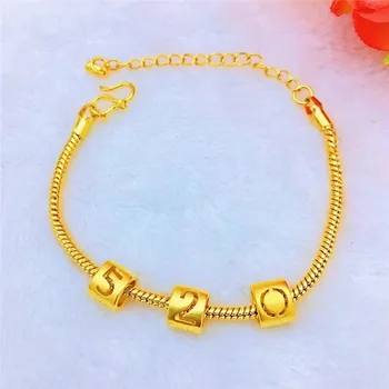 

Romantic 1314 520 Beaded Necklace Bracelet for Women Wedding Engagement Jewelry Set Yellow Gold Chain Necklace for Girlfriend