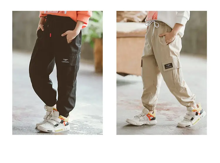 Детские брюки-карго для мальчиков г., осенние детские брюки для мальчиков модные Хлопковые Штаны для мальчиков спортивные брюки с карманами для подростков