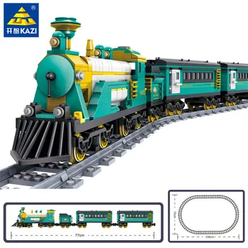 

851Pcs Puffingbilly Steam Train Battery Powered Electric Steam Container Train Building Blocks Sets Education Toys for Children