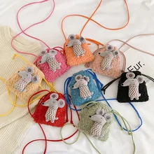 Raged Sheep Girl Coin Purse Children's Wallet Small Change Bag Plush Mini Baby Shoulder Handbag Cute Princess Messenger Bags