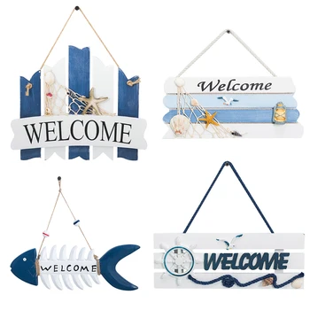 

Welcome Wooden Beach Plaque Wall Hanging Coastal Ornament Decoration Home Bathroom Office Beach Sign