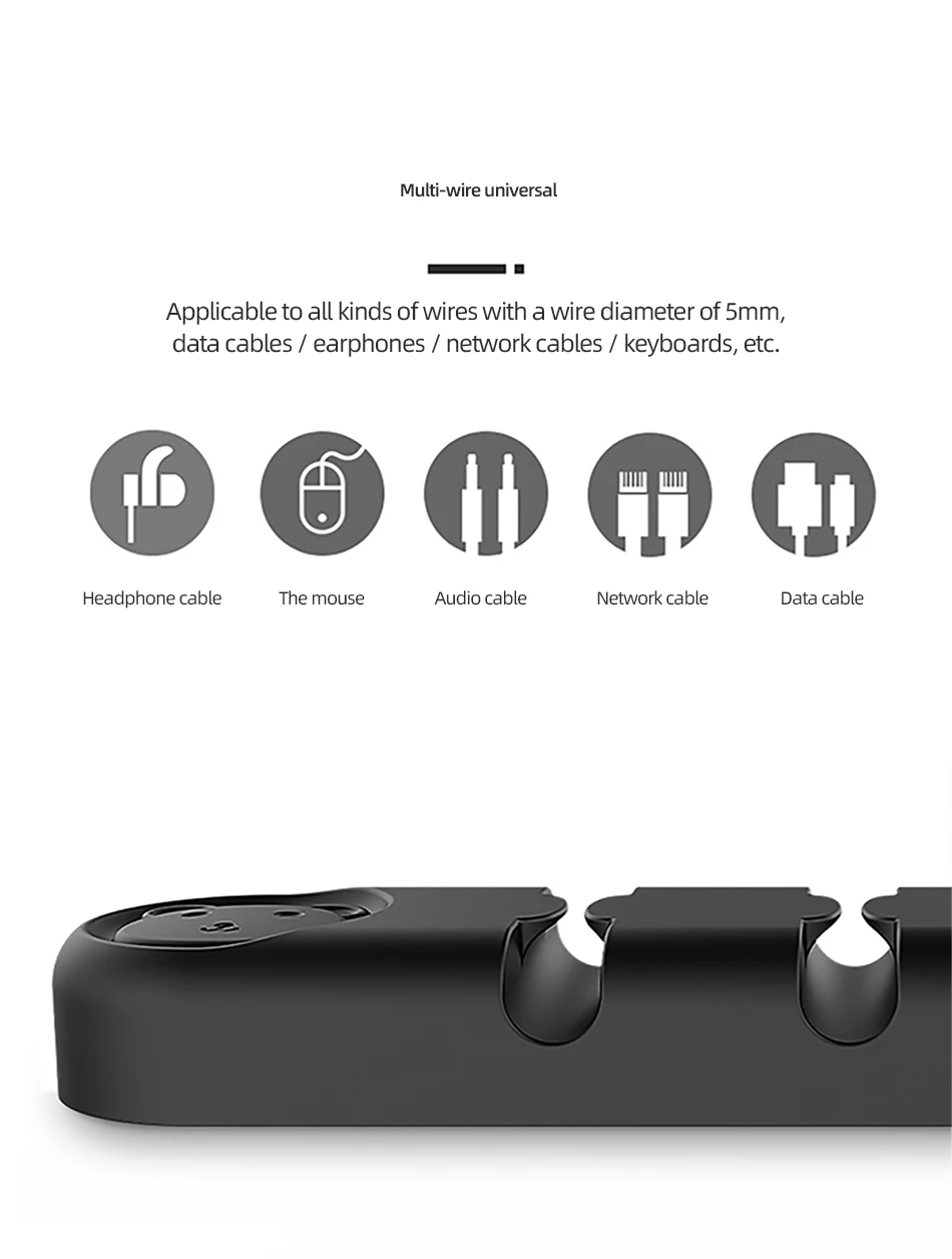 !ACCEZZ 6-Holes Cartoon Cable Organizer Holder Wire Winder Cord Silicone Clip Cables Protector Line Desktop Management Organiser (5)