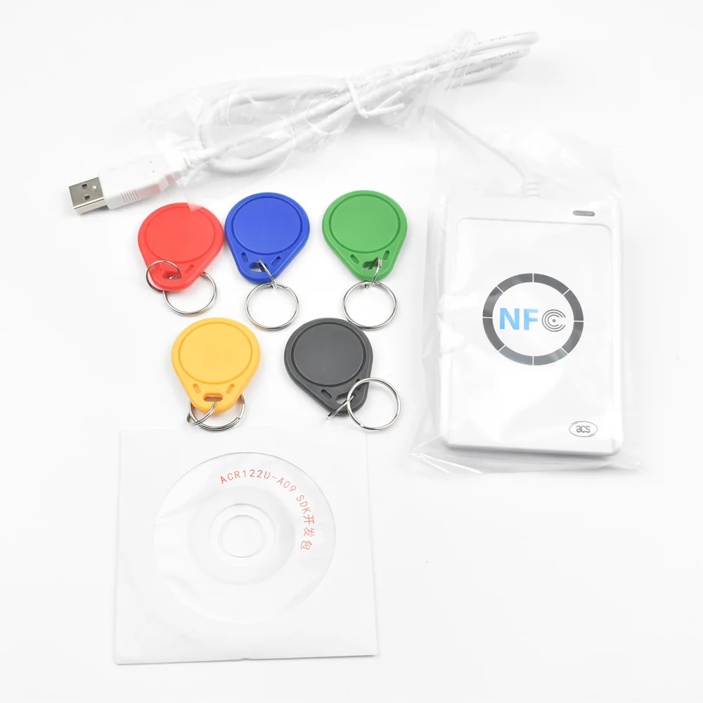 

Профессиональный USB ACR122U NFC RFID кардридер записывающее устройство для всех 4 типов NFC (ISO/IEC18092) бирки + 5 шт. UID записываемые ключи + 1 SDK CD