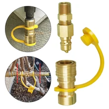 Propane Quick Connect Fittings Brass 3/8 Inch Natural Propane Gas Grill Hose Plug Set Durable With Safety Shut-Off Valves