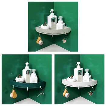 

Plastic Bathroom Shelf Cosmetic Rack Triangle Bath Corner Basket With Removable Hook Bathroom Rack Shelf Seamless Stickers