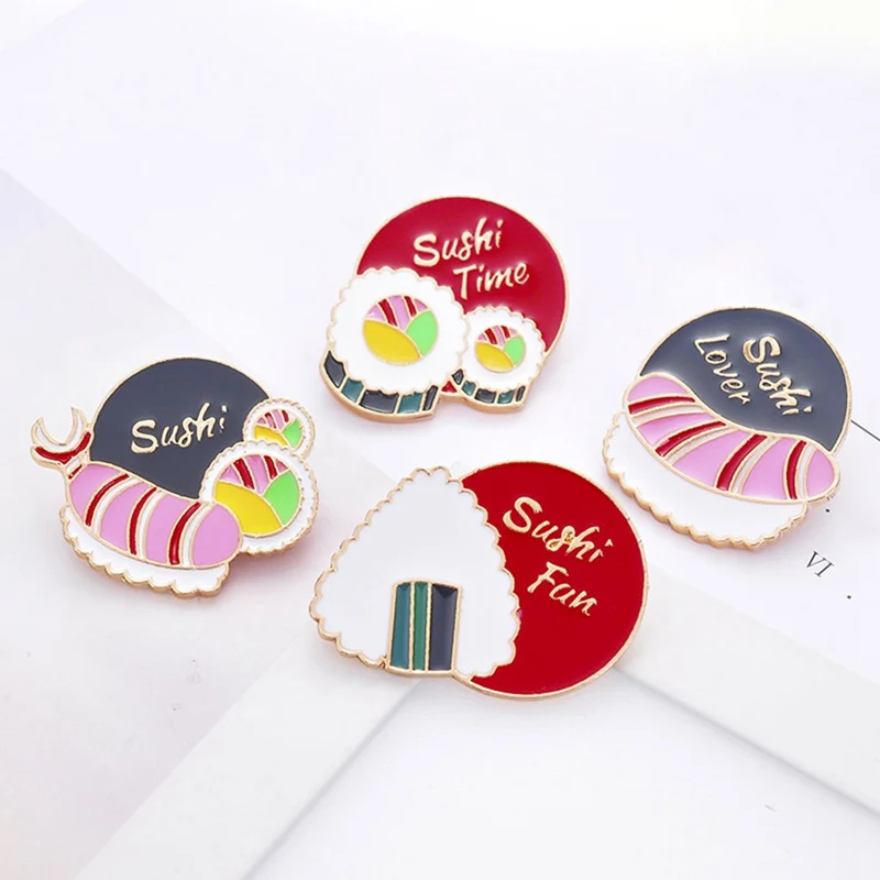 Women Fashion Sushi Lover Sushi Time Sushi Fun Pins Badge Corsage Cartoon Brooch Jewellery