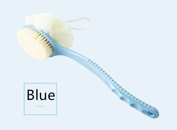 Blue Меховая щетка для ванны с длинной ручкой для взрослых 2-1 щетка Массажная щетка массажная ванна артефакт щётка для тела ванная комната S - Цвет: Blue