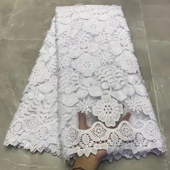 

Soso Pure White Hot Sale Wedding Dress Fabric Luxury Sequins French Lace Tulle Lace Fabric For Women 5Yards