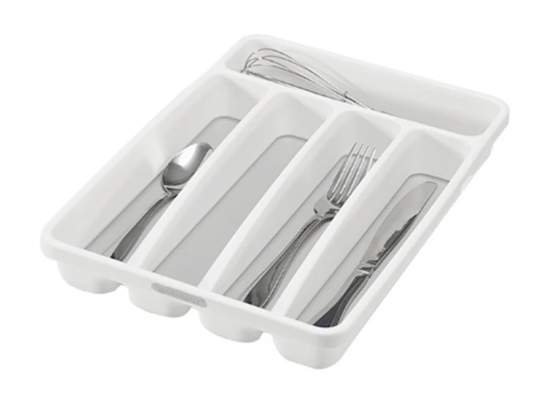 Пластиковые Кухонные столовые приборы лотки для ящиков столовые приборы лоток для кухонного ящика столовые приборы ящик для ложек и вилок ножи для хранения - Цвет: Светло-серый