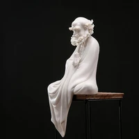 PINNY White Porcelain Dharma Master Decoration Statue Ceramic Crafts Decorative Zen Creative Ornaments Plaster Figures 2