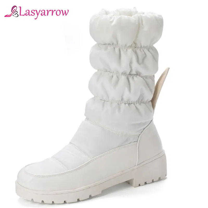 

Lasyarrow 2020 Women Winter Snow Boots Keep Warm Plush Fur Mid Calf Down Boots Casual Fashion Shoes Women Footwear Size 30-43