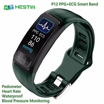 

P12 130MAH Polymer Lithium Smart Bracelet PPG+ECG Heart Rate Pedometer Calorie Consumption Monitor Waterproof Smart Band Watch