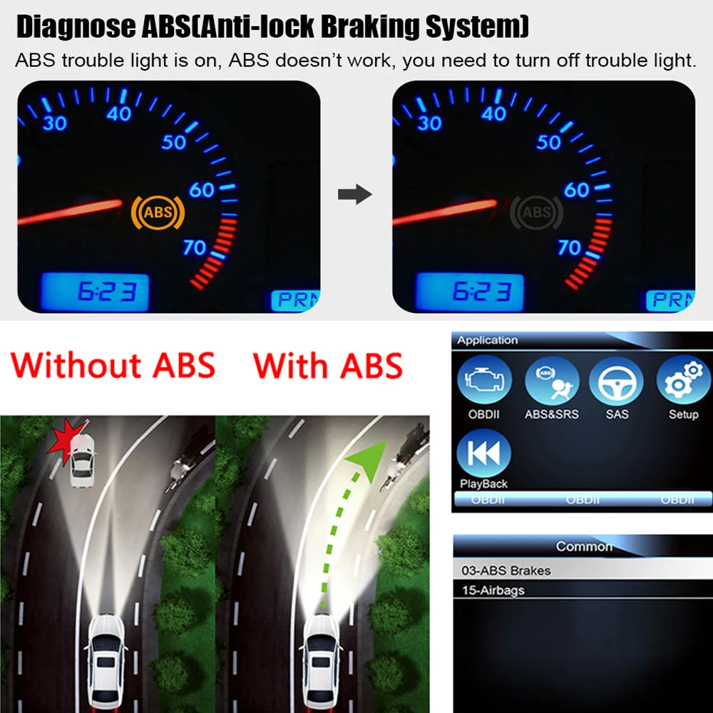 Ancel AD610 Elite проверка двигателя ABS SRS подушка безопасности воздушная сумка SAS сброс